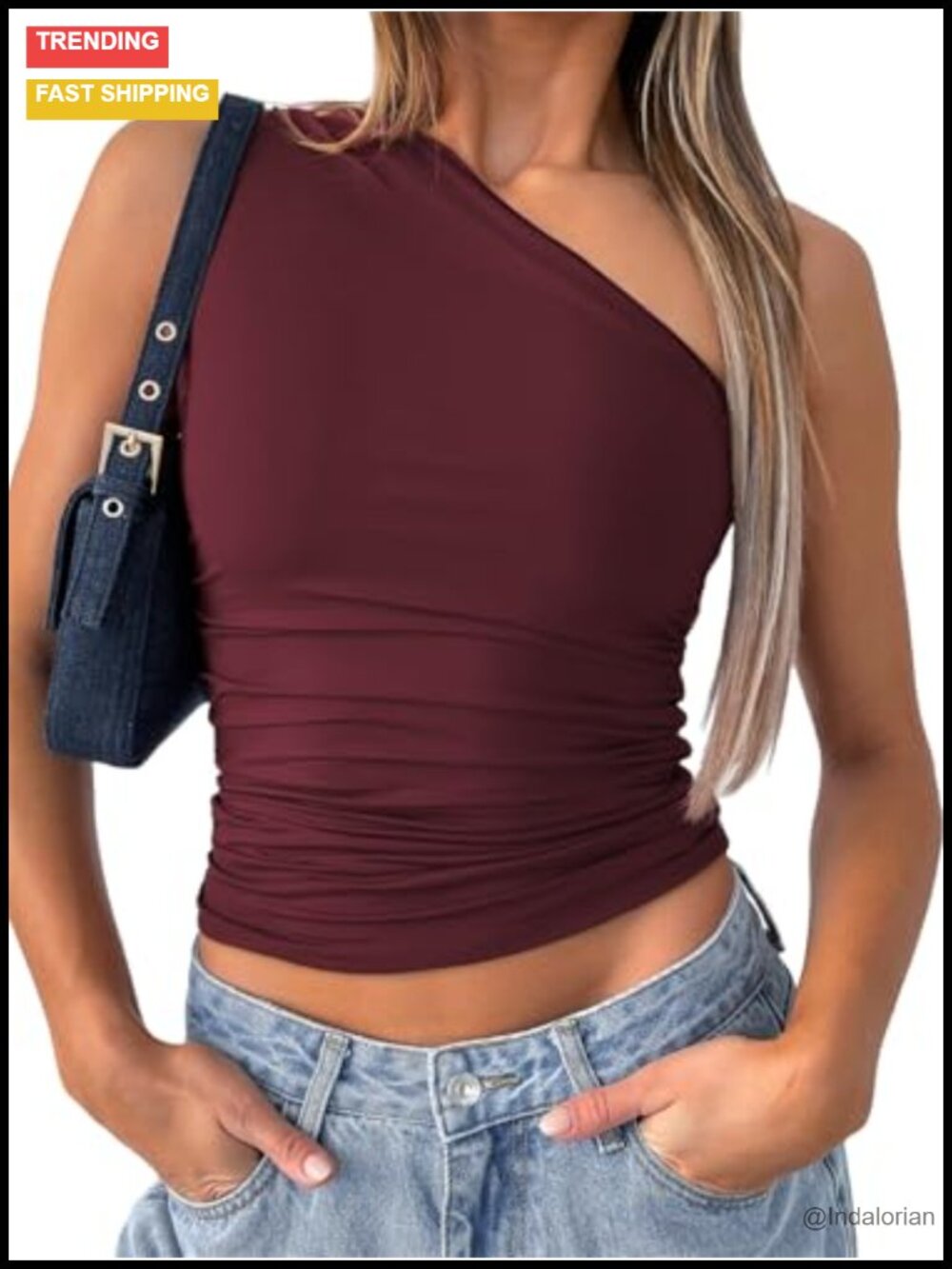 One Shoulder Crop Tank Top Slim Fit Sleeveless Y2K Cute Going Out Top